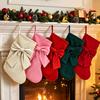 Home Decor for Christmas Tree Soft Velvet Stocking Fireplace Decor, Large Hanging Gift Bag Capacity Present with Bow, Plush Candy Tote Kids,