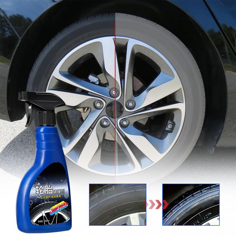 Tire Coating Spray Car Multipurpose Wheel Polish Wax 500ml Long-Lasting Wheel Shine Tire Cleaner Spray for Remove Stubborn