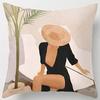 Home Decor Women & Plants Geometric Digital Print Pillowcases Pattern Cushion Cover Suitable For Sofa Bedroom Car Pillow Cover