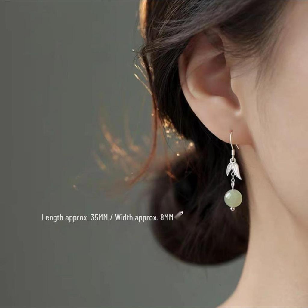 2024 New High-End Light Luxury Hetian Jade & Sterling Silver Earrings for Women