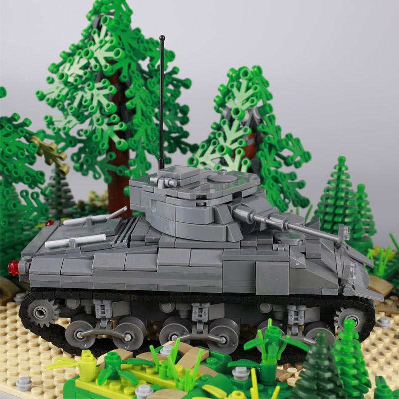 WW2 Military US M4 Sherman Tank Building Blocks M26 Pershing Army Soldier Figures Weapon War Scene Model MOC Bricks Boy Toy Gift