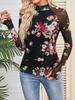 Turtleneck Long Sleeve Lace Floral Mesh Undershirt Top Women's