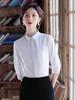 Women's Blue Striped Slim-Fit Work Shirt with Mid-Length Sleeves for Spring/Summer