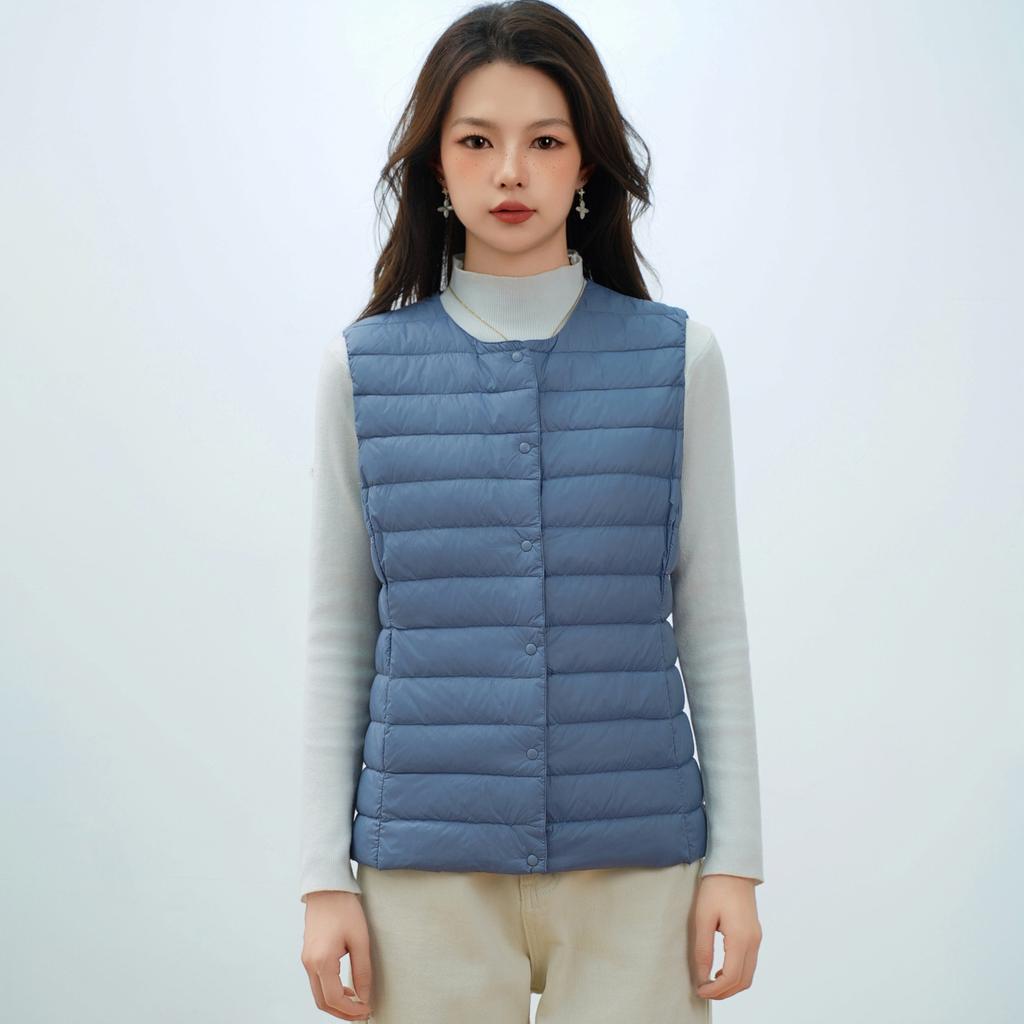 Autumn and Winter Women's Waistcoat Round Neck V-neck Lightweight Down Jacket Vest Duck Down Waistcoat