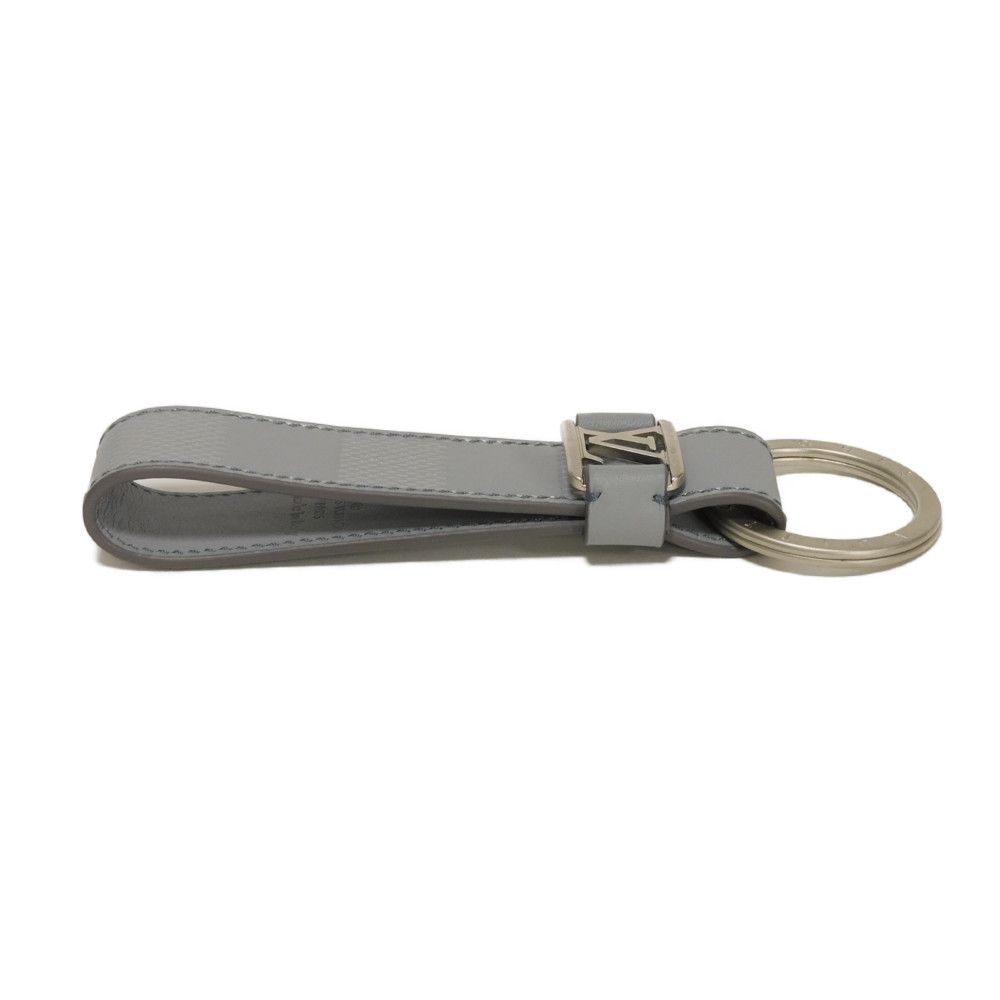 Used 12564 Porte-Clés Dragonne M64182 7950 LV logo embossed bag charm in excellent condition Damier Infini Arctic