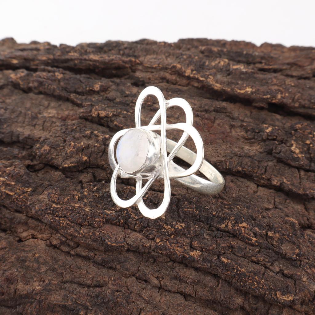 Rainbow Moonstone Gemstone Jewelry, 925 Sterling Silver Ring, Handmade Beauteous Silver Jewelry, Moonstone Designer Ring For Gift