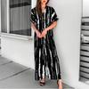 Women's Casual Resort V-Neck Top And Pants Fashion Print Two Piece Set
