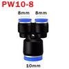 3 Way Port Y Shape Air Pneumatic Pipe Fittings 4mm6mm 8mm10mm12mm Plastic Connector Fitting Quick Push Connecting PY PW Connect