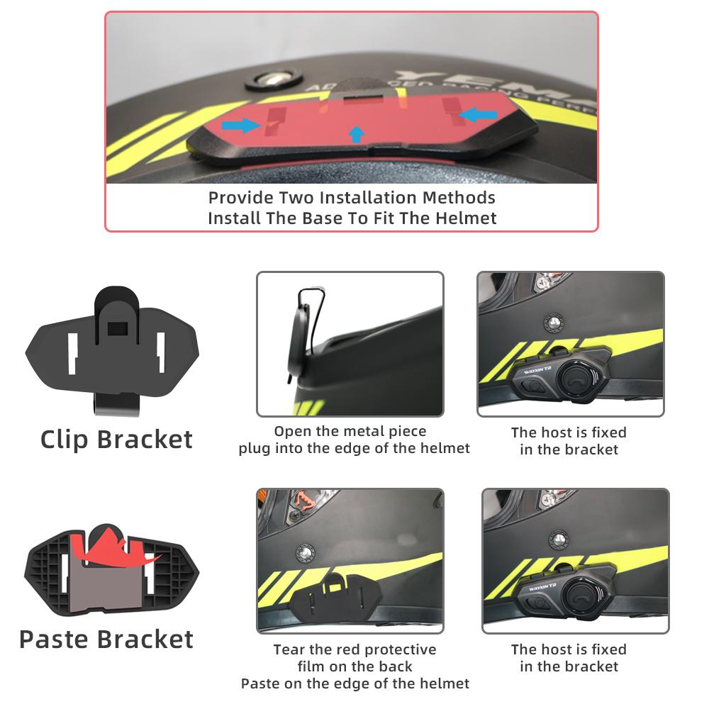 WAYXIN T2 Motorradhelm-Headset für 2 Fahrer Bluetooth Intercom-Kopfhörer Moto Communicator Lautsprecher Interphone Headset Biker