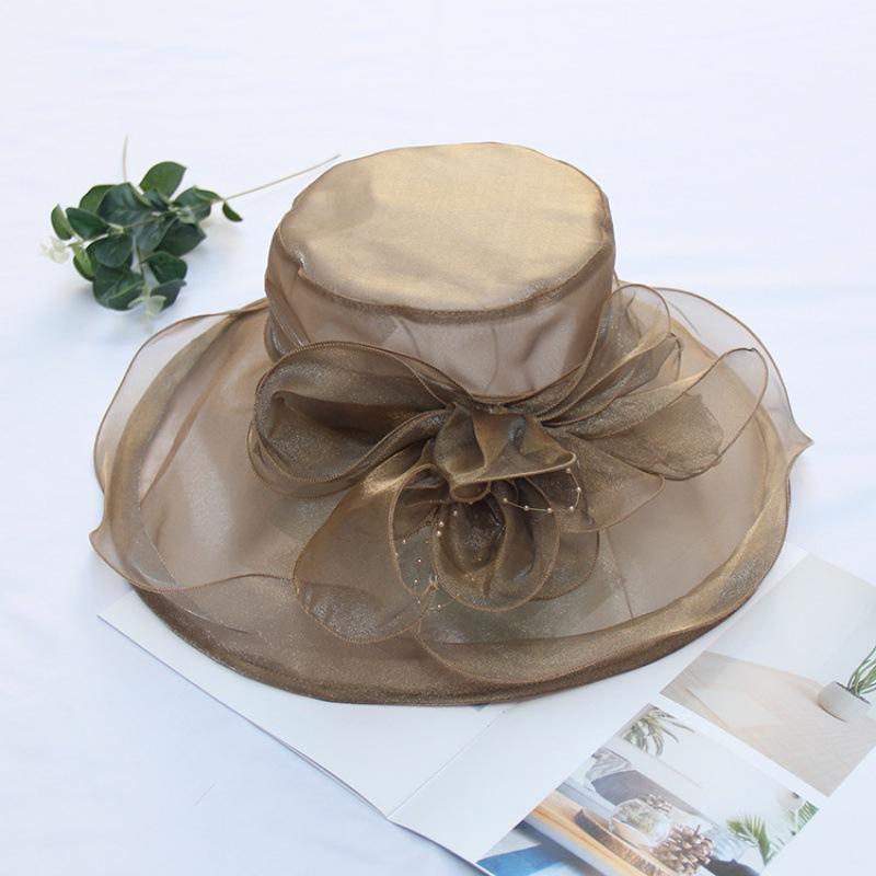 Summer Korean Version of Flower Mesh Sun Hat Beach Sun Hat Women's Organza Top Hat