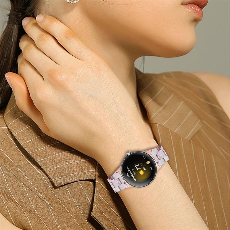 For Google Pixel Watch 2/Pixel Watch Resin Wristband Slim Replacement Bracelet Strap with Stainless Steel Buckle