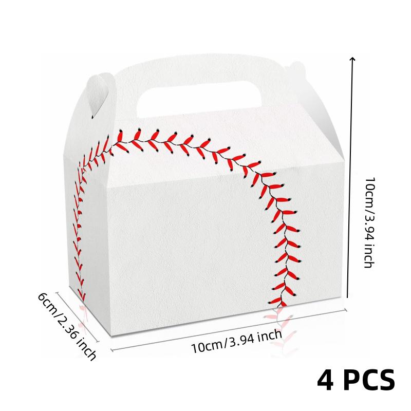 

4 шт./набор, подарочные коробки для бейсбольной вечеринки, подарочные коробки для бейсбольной спортивной вечеринки, подарочные пакеты для конфет и закусок, праздничные подарки на день рождения, подарочные коробки на Новый год Pack of 4 белый