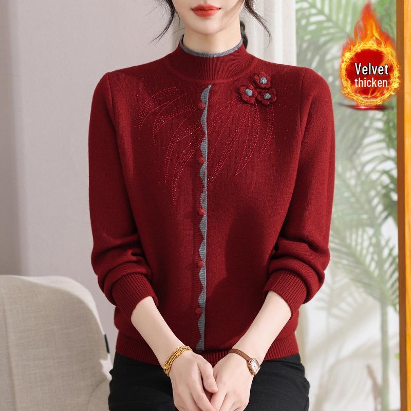 

Women s Year of the Rat Winter Knit Top: Plus Velvet, Thickened Faux Two-Piece Sweater for Middle-Aged & Elderly 2XL [for 135-155 lbs]