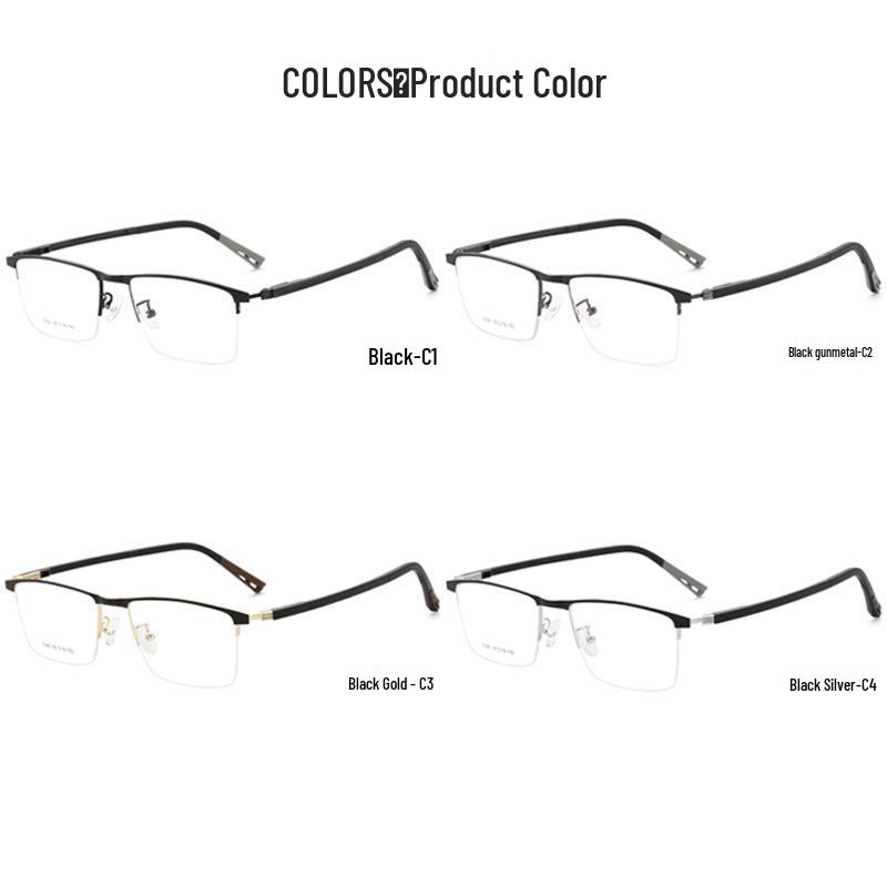 Retro Half-Frame Business Glasses for Men with Myopia