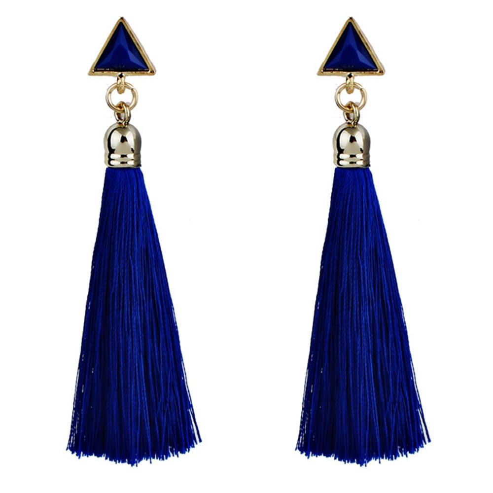 1pair Bohemian Women Ethnic Hanging Rope Tassel Earrings