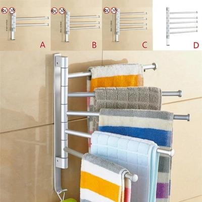 Wall-mounted Stainless Steel Towel Rack Polishing Rack Hardware Non-perforated Towel Bar Rotating Towel Rack Bathroom Kitchen