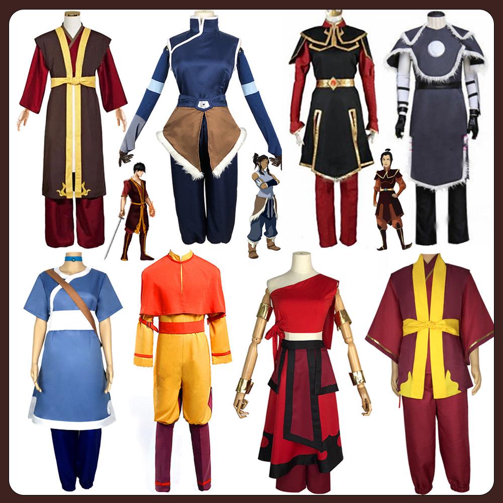 Kostýmy pro cosplay Avatar: Katara, Bumi, Aang, Azula, Korra Anime Herní Oblečení