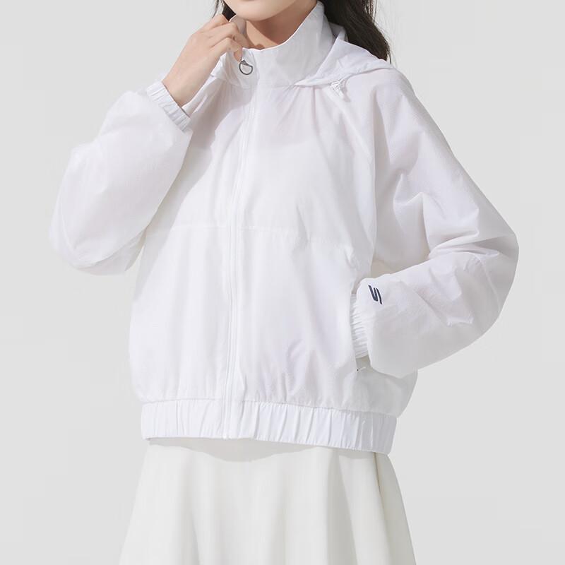 Skechers Comfort Sports Series Training Hooded Woven Windbreaker Women jackets Bright-White P225W008-0019