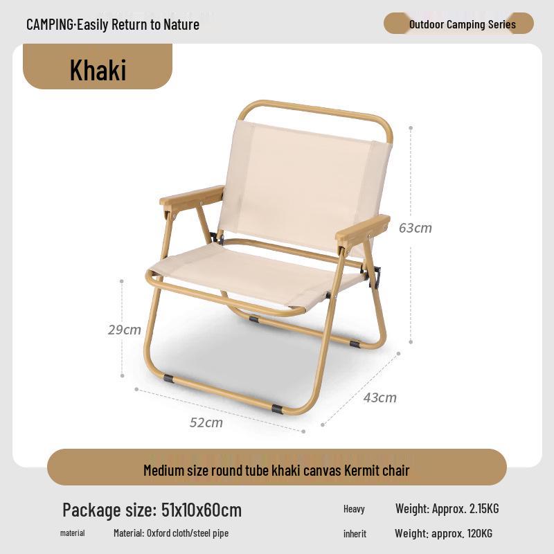 Carbon Steel Camping Folding Table & Kermit Chair Set - Metal Outdoor Roll-up