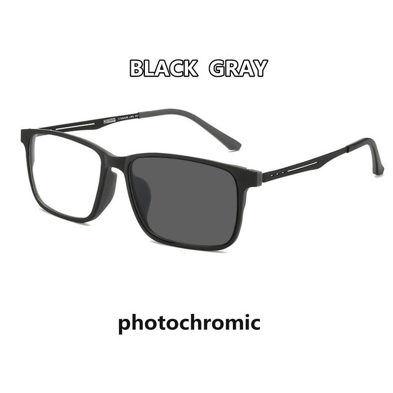 Ultra-Light Pure Titanium Blue Light Blocking Reading Glasses Men Photochromic Large Frame Eyeglasses for Outdoor Business