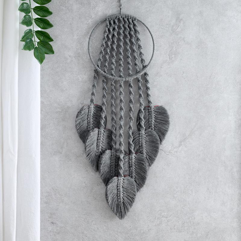 Handgewebter Baumwoll-Traumfänger mit Blattmuster, Wandbehang für Wohnzimmer, Schlafzimmer, Orientalisch Boho Chic Wandteppich-Dekor