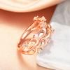 Huitan Waterdrop Pattern New Women Rings Rose Gold Color Aesthetic Bridal Wedding Rings Creative Design Female Party Jewelry