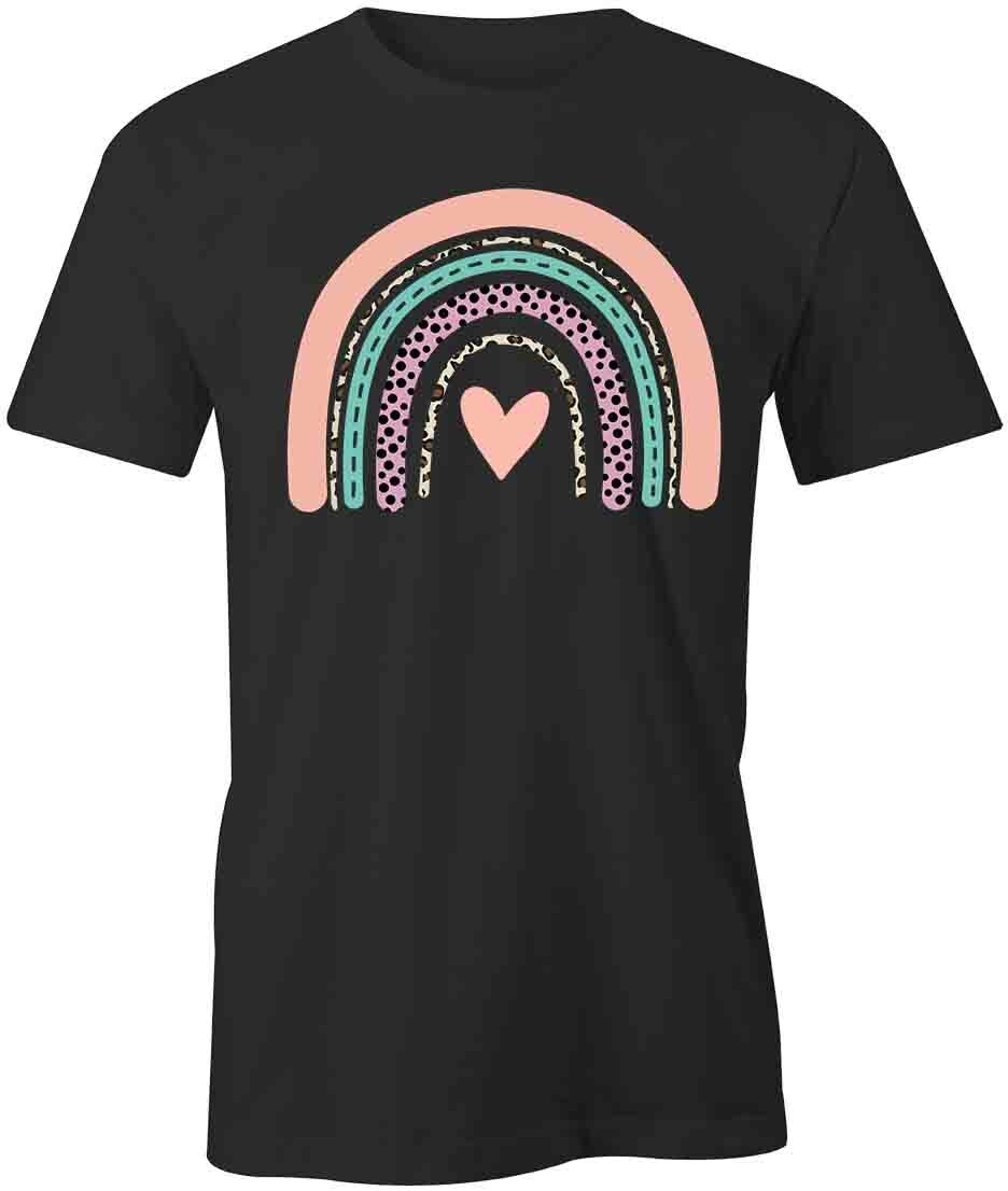 Rainbow TShirt Tee Short-Sleeved Cotton CLOTHING LOVE HEART S1BCA890 XXXL
