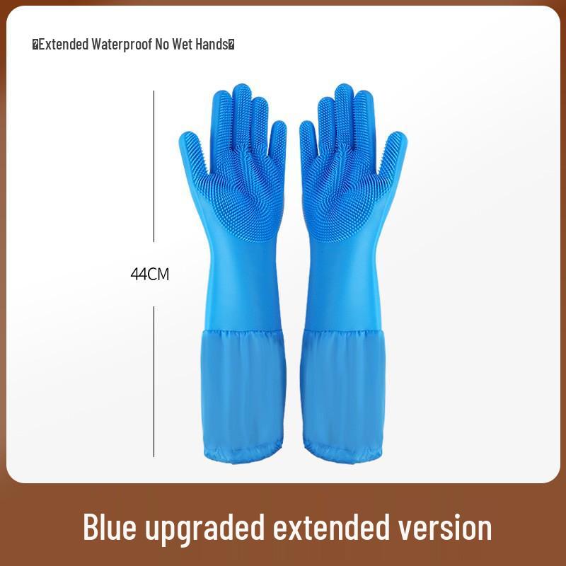 Silicone Dishwashing & Pet Care Gloves: Anti-Scratch, Thickened, Multi-Use, Extended Design