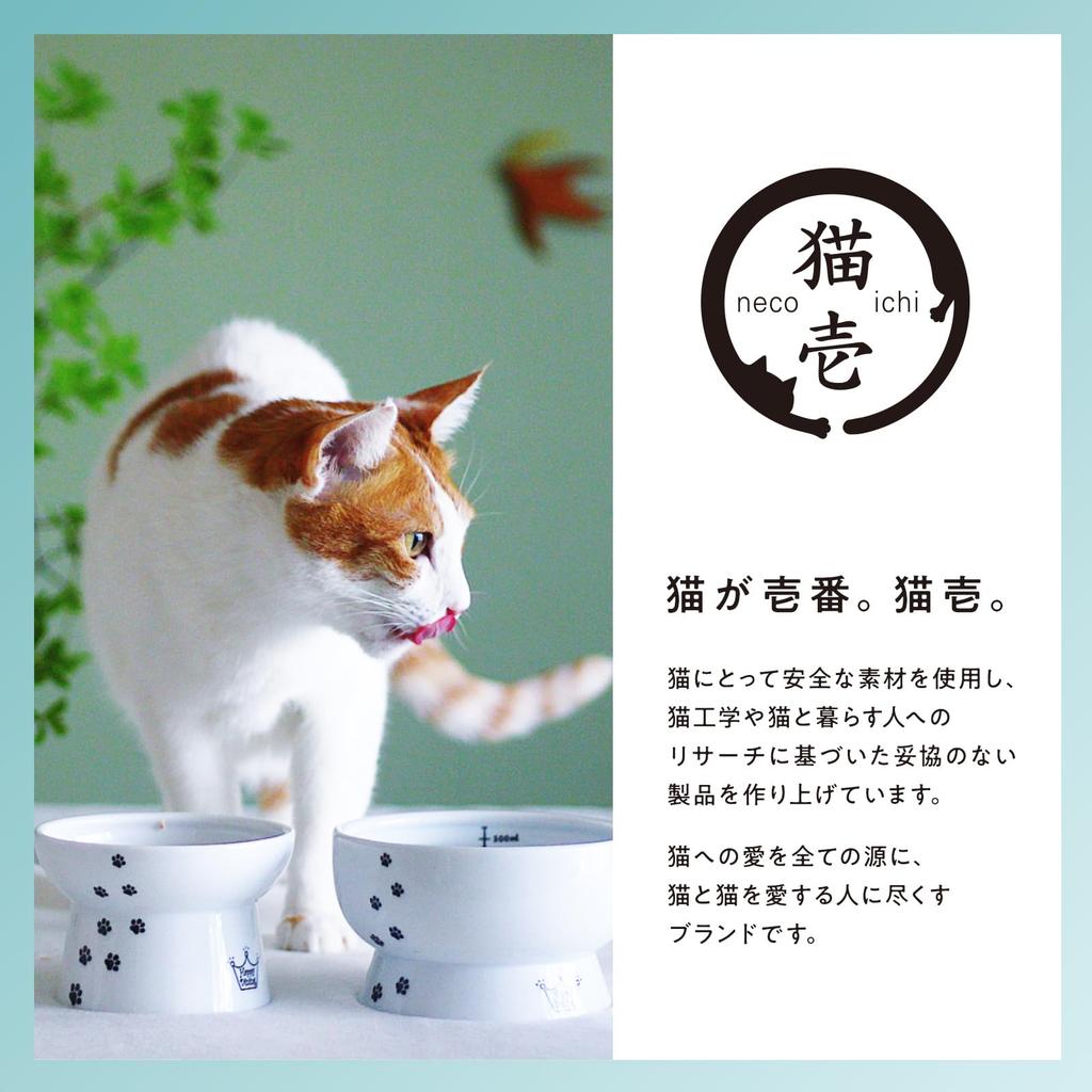 Nekoichi Cat Food Bowl with Mino Made in White Elevator, Ware, Japan,