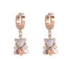 Sweet Peach Heart & Bear Earrings, Titanium Steel Studs with White Shell, Korean Style for Women