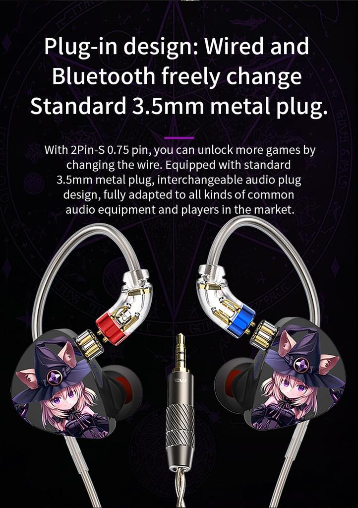 CVJ Nightelf Yinyoo Kabelgebundene Kopfhörer Kopfhörer Ohrhörer Versilbertes Kabel Stange Zweikanal 3 Einheiten DLC Diamantmembran 3DD Ergonomie Austauschbar
