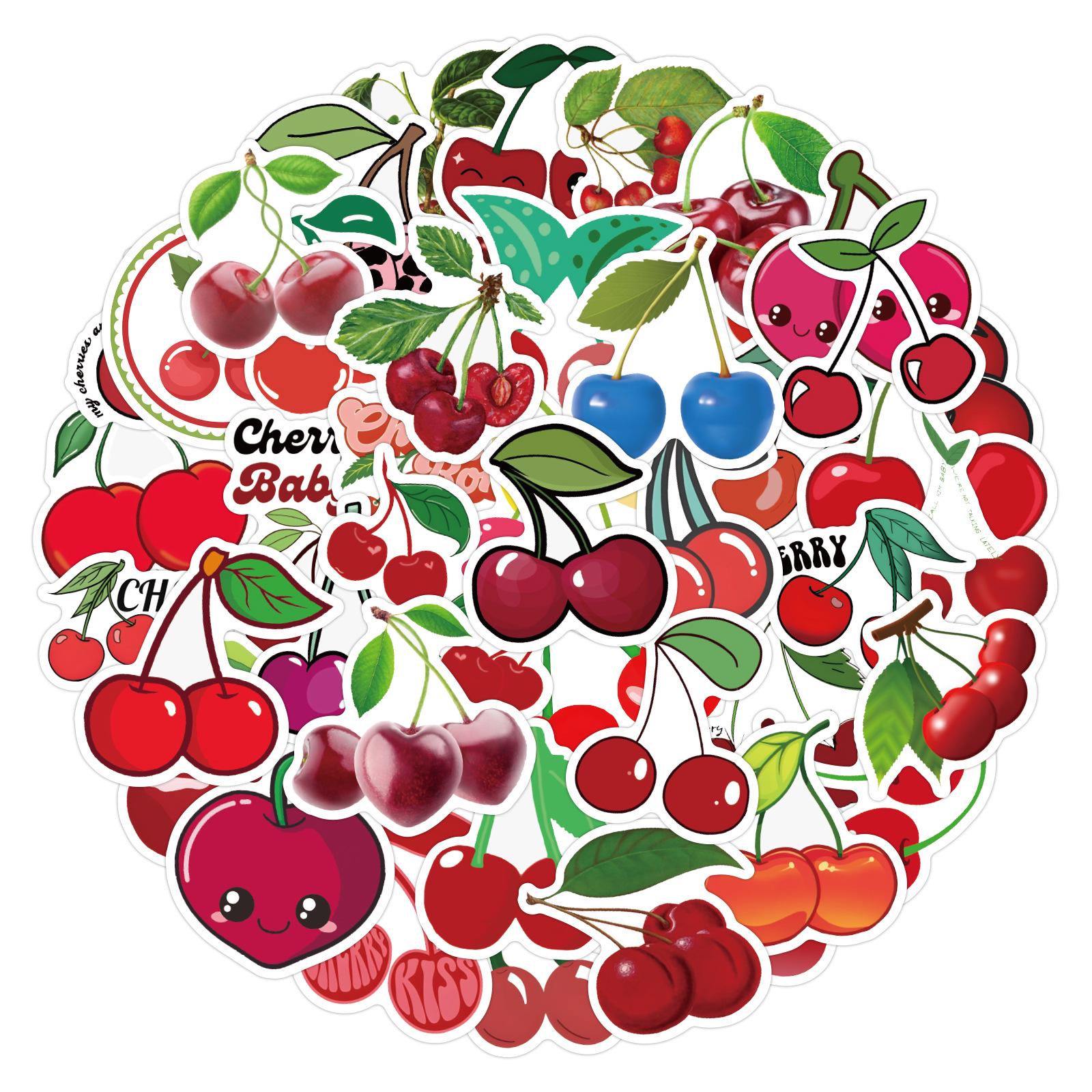 

Cherry Fruit Graffiti Stickers - 60 Waterproof Sheets for DIY Phone, Luggage, Skateboard Decoration