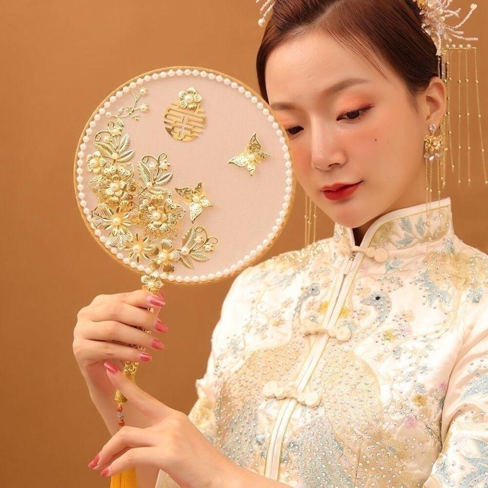 Handmade Chinese Xiuhe Style Wedding Bouquet Fan