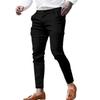 Men Pencil Pants Solid Color Long Trousers with Pockets Mid Rise Regular Fit Zipper Button Placket