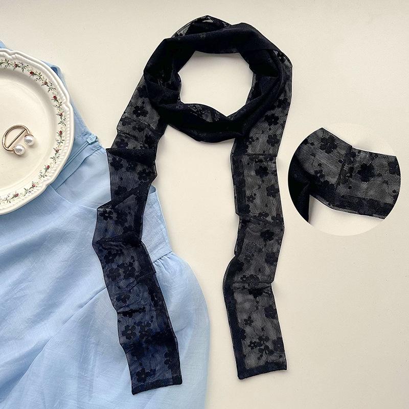 Long lace premium sense versatile double-layer elastic super long decorative scarf multi-functional strap headband waist