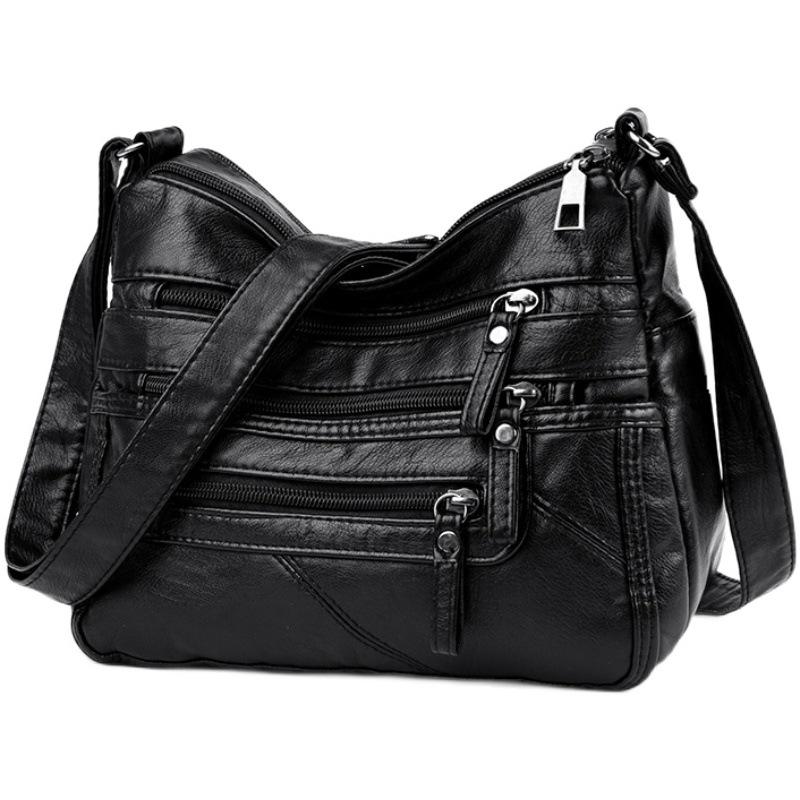 Women's 2021 Trendy Soft Leather Shoulder Bag - Large Capacity, All-Match, Middle-Aged Messenger Style