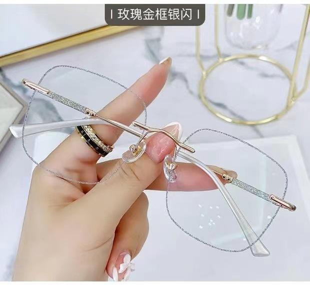 

Очки без оправы, женская близорукость, большое лицо, тонкие, высокая стоимость, защита от синего света и простое лицо Anti-blue flat lens