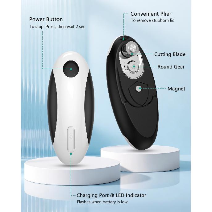 Electric Can Opener Automatic Jar Opener Portable Rechargeable Kitchen Can Opener Hands‑Free One Touch Tin Can Opener for Home C 6