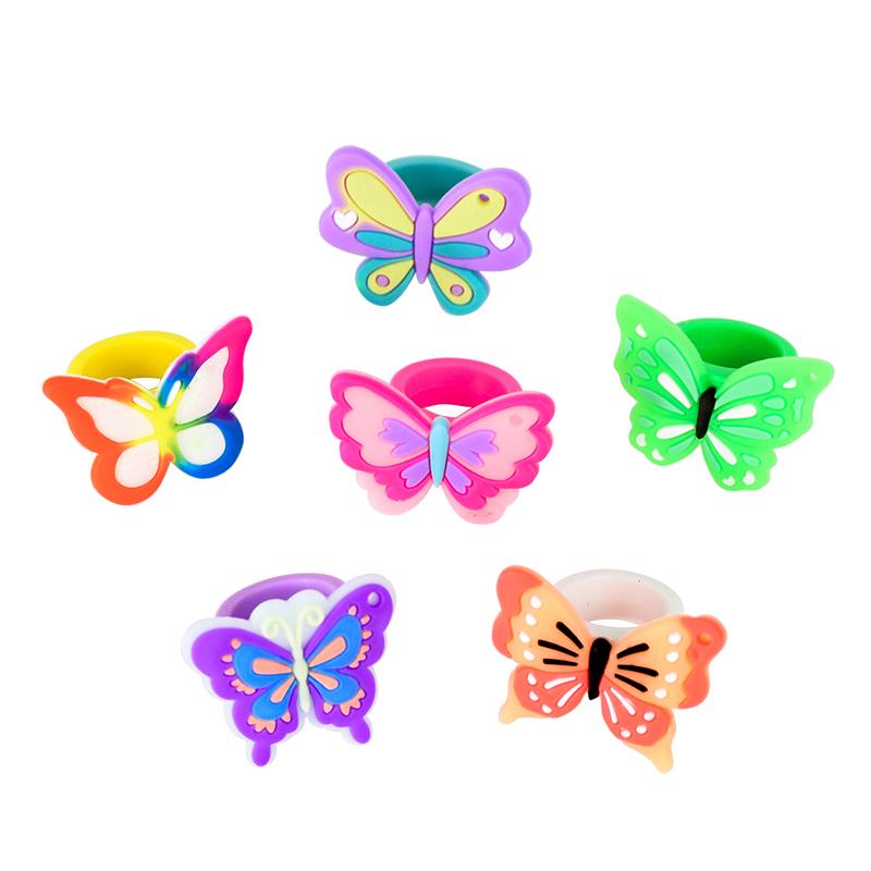 

6/12 шт. Красочные бабочки Мягкие кольца Детский день рождения Украшения Сувениры Детский сюрприз Подарок для гостей на вечеринку в честь рождения ребенка Сувенир 6pcs