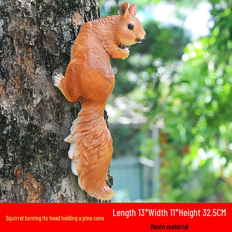 Outdoor Garden Decor: Creative Resin Squirrel Ornaments for Courtyard and Kindergarten.