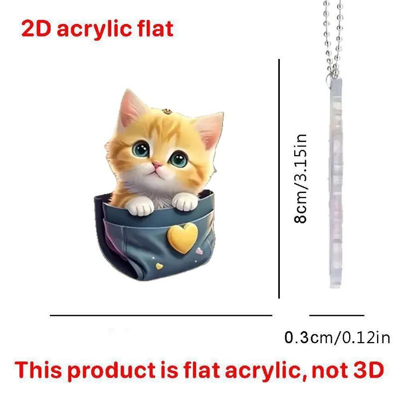 New Acrylic Flat Cute Animal Decoration Small Pendant Home Decoration Cat Christmas Pendant Car Keychain Pendant