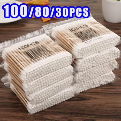 New 30/80/100pcs Pack Double-ended Cotton Swabs, Baby Cotton Swabs, Ear Cleaning Sticks, Healthy Cleaning Tools