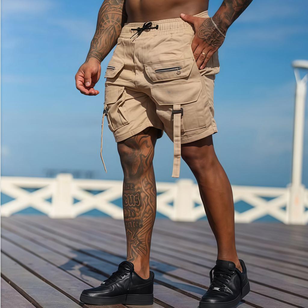 Men's Casual Workwear with Multiple Pockets and Shorts