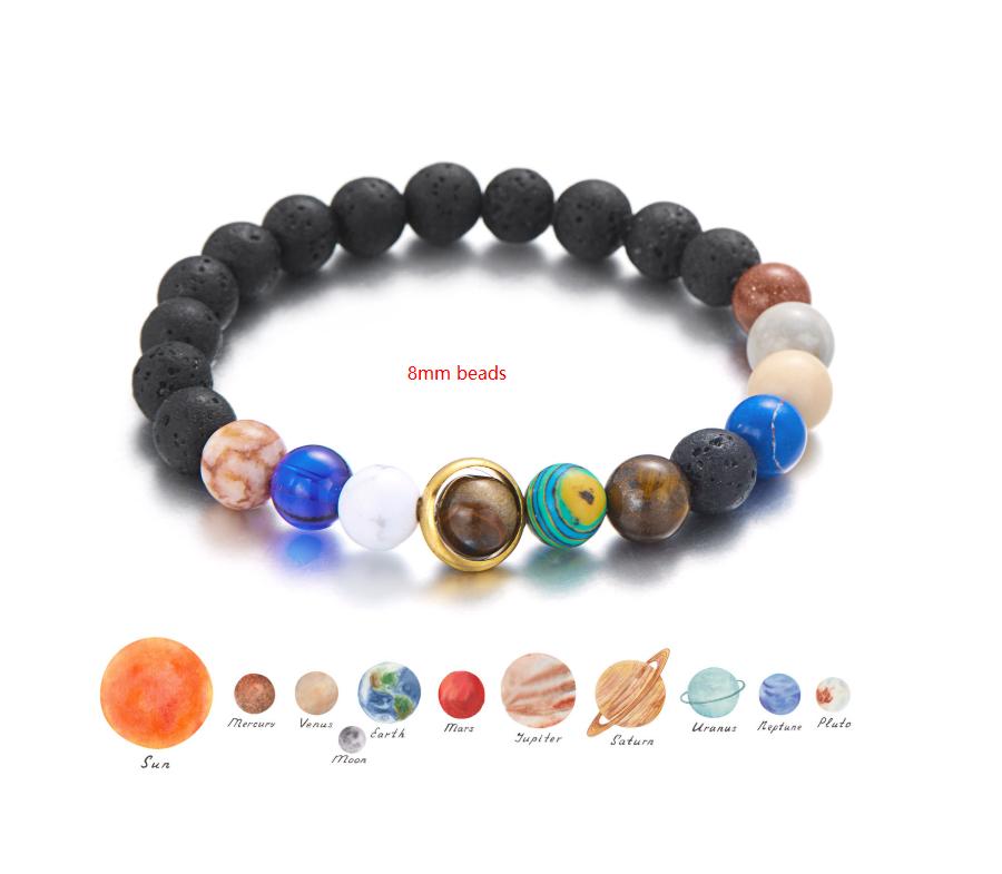 Trendy Cosmic Solar System Bracelet Eight Planets Bracelet Beaded Stretch Bracelet Couple Friends Handmade Jewelry Gift