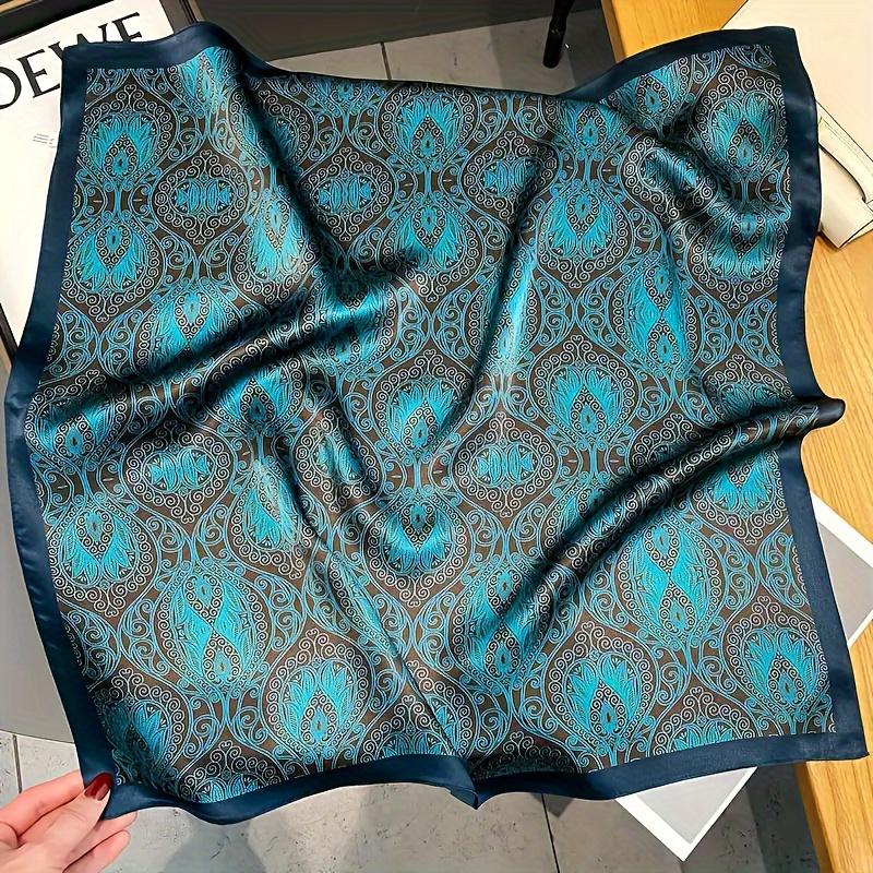 Yiran Shoe Industry Women's Luxury Paisley Print Square Scarf Hijab Satin Silk-Like Bandana Headband Neckerchief Hair Band Wrap Shawls Foulard 70Cm