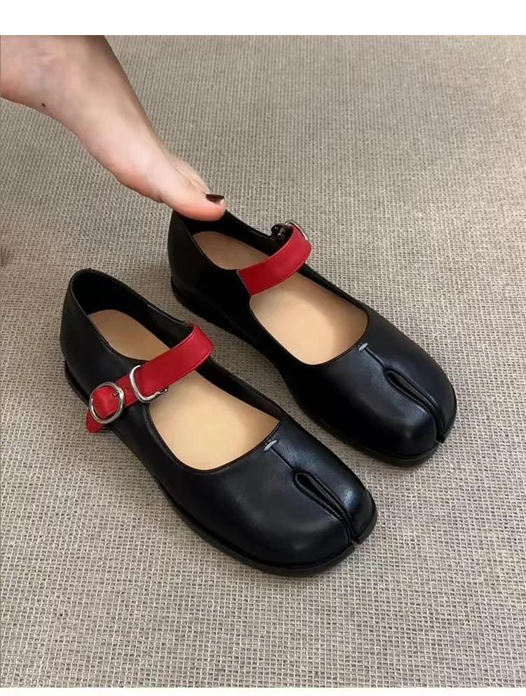 Leather Upgraded Version Plain Color Slip-On Shoes Women's Casual Low Heel Ankle Strap Sandals Comfortable Footwear