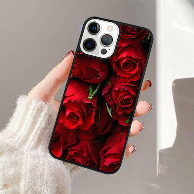 Bright Red Rose Flowers Phone Case For iPhone 17 Air 13 12 14 15 16  Cover For Apple 11 Pro Max Plus Coque