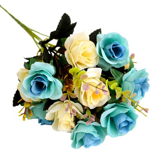 6 Forks 12 Heads Simulated Roses Bright Colors Realistic Appearance Artificial Flowers Photo Props Home Decor