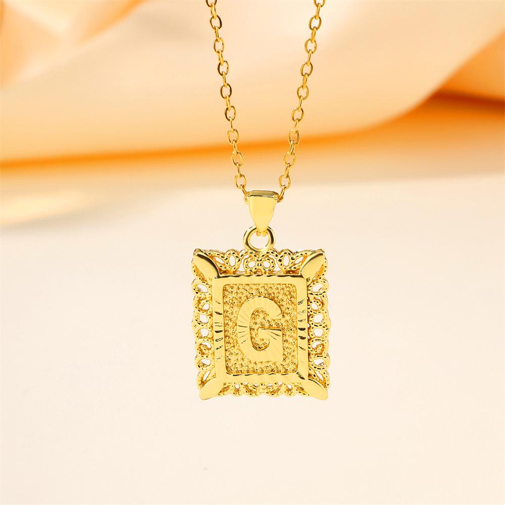 26-Letter Stainless Steel Necklace with Copper Pendant - European & American Fashion for Men