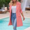 Women's Fashion Casual Long Sleeve Long Suit Jacket With Pockets